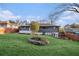 Large backyard featuring a grass lawn, flower beds, and privacy fence at 3388 Hyland Dr, Decatur, GA 30032
