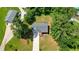 Aerial view of a charming home with a long driveway and surrounded by lush trees at 276 Indian Creek Dr, Powder Springs, GA 30127