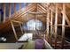 Spacious attic featuring exposed beams and ample natural light, ready for customization and creative design at 7448 Berea Road, Winston, GA 30187