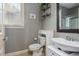 Functional bathroom featuring a classic white toilet, sink, and framed mirror at 2075 Old Georgian Nw Ter, Atlanta, GA 30318