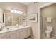 Bright bathroom with double sinks, white cabinets, large mirror, and separate toilet area for added convenience at 2584 Oglethorpe Ne Cir, Brookhaven, GA 30319