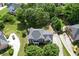 Aerial view of a home showcasing its roof, driveway, landscaping, and surrounding neighborhood at 1024 Cromwell Pt, Snellville, GA 30078