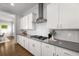 Modern kitchen featuring white cabinets, stainless steel appliances, and sleek countertops at 6320 Halcyon Garden Dr, Alpharetta, GA 30005