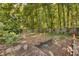 Backyard reveals overgrown area that needs clearing and landscaping to enhance outdoor potential at 652 Post Oak Rd, Jonesboro, GA 30238