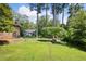 Lush backyard with mature trees offers plenty of space and privacy at 255 Jade Cove Dr, Roswell, GA 30075
