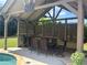 Outdoor dining area in cabana by the pool with grill, perfect for outdoor entertaining and relaxation at 848 Rolling Nw Hl, Kennesaw, GA 30152