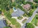 Overhead view captures a lush, well-maintained property featuring a in-ground pool, and meticulous landscaping at 3090 Creek Tree Lane, Cumming, GA 30041