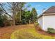 View of the backyard landscaping at 7160 Fawn Lake Dr, Alpharetta, GA 30005