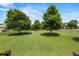 Picturesque backyard featuring a lush lawn, mature trees, and well-maintained landscaping at 2602 Alcovy Club Dr, Dacula, GA 30019