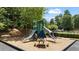 Community playground with slides, picnic table, and mature trees providing shade for outdoor fun at 217 Springs Xing, Canton, GA 30114