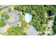 Overhead shot of a community pool and tennis court surrounded by mature trees, highlighting recreational amenities at 2844 Bluestone Sw Dr, Atlanta, GA 30331