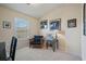 Well-lit bedroom with chair and side table. Decorated with sports memorabilia at 3898 High Dove Sw Way # 12, Smyrna, GA 30082