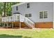 A spacious backyard with a brick foundation and elevated deck is perfect for outdoor enjoyment at 1420 Fieldgreen Overlook, Stone Mountain, GA 30088