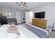 A comfortable bedroom with a gray color scheme, ceiling fan, and lots of natural light at 1150 Collier Nw Rd # B5, Atlanta, GA 30318