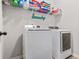Functional laundry room with modern washer and dryer, plus ample shelving for storage at 125 Atkins Ln, Fayetteville, GA 30215