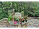 Beautiful backyard stone waterfall and mature flower garden, offering a peaceful outdoor oasis at 8230 Royal Melbourne Way, Duluth, GA 30097
