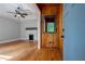 Living room featuring hardwood floors, a decorative fireplace, and light gray walls at 91 Rogers Se St, Atlanta, GA 30317