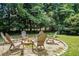 A backyard fire pit with Adirondack chairs is ready for relaxing evenings with friends and Gathering at 3611 Winfair Pl, Marietta, GA 30062