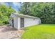 Exterior of an outbuilding featuring simple door and siding with ample green space at 851 Flagler Se Cir, Smyrna, GA 30080