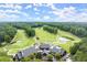 Breathtaking aerial view of a lush golf course and clubhouse with mature trees at 1065 Beacon Hill Xing, Alpharetta, GA 30005