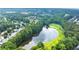Tranquil aerial view of a pond surrounded by mature trees at 1065 Beacon Hill Xing, Alpharetta, GA 30005