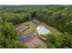 Aerial view of community amenities including tennis courts and pool at 3105 Sumac Dr, Atlanta, GA 30360