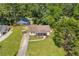 Aerial view of a charming home with a well-kept lawn and an inviting front porch at 2560 Fairlane Dr, Cumming, GA 30041