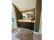 Bathroom featuring a granite vanity, large mirror, and modern fixtures at 6398 Foggy Oak Dr, Fairburn, GA 30213
