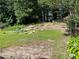 The spacious backyard is surrounded by mature trees and includes a well-maintained lawn and landscaping at 1570 Jami Hollow Way, Lawrenceville, GA 30043