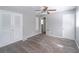 Bedroom featuring neutral paint, ceiling fan and carpet at 8035 Rockbridge Rd, Lithonia, GA 30058