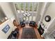 Two-story living room with fireplace, hardwood floors, large windows, and elegant furnishings at 1310 Settles Rd, Suwanee, GA 30024