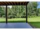Under-deck view of a private backyard with well-maintained lawn and mature trees at 4395 Wildbrooke Pkwy, Cumming, GA 30041