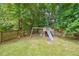 Fully fenced backyard with play set, providing a safe place for children to play at 2220 Williams Ln, Cumming, GA 30028
