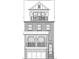 Detailed architectural drawing of a three-story townhome with balconies, garage, and classic design elements at 3450 Commander Cv, Suwanee, GA 30024