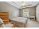 Bedroom with carpet flooring, simple furniture, a ceiling fan, and natural light at 775 Gran Heritage Way, Dacula, GA 30019