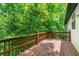 Outdoor deck with wooden railings surrounded by lush greenery at 2290 Wilkins Cv, Decatur, GA 30035