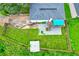 Aerial view of backyard showing lush, green lawn, deck with awning, and fenced perimeter at 2200 Glendale Dr, Atlanta, GA 30032