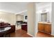 Open-concept living room featuring wood floors and ample space for entertaining at 2323 Wingfoot Pl, Decatur, GA 30035