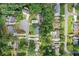 Aerial view of home on 0.34 acre lot with shed at 1416 Vernon Ridge Close, Dunwoody, GA 30338