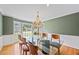 Dining room with hardwood floors and an elegant chandelier at 1416 Vernon Ridge Close, Dunwoody, GA 30338