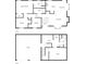 Detailed floor plan showcasing layout of living room, kitchen, bedrooms, and bathrooms across two floors at 110 Silverthorne Dr, Douglasville, GA 30134