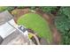 Aerial view of the backyard, highlighting the manicured lawn, landscaping, and outdoor space at 2525 Fairview Dr, Cumming, GA 30041