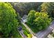 Aerial view of property surrounded by mature trees and greenery at 6719 Sunset Valley Cir, Rex, GA 30273