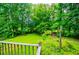 Backyard view from the deck, featuring lush greenery and mature trees at 1775 Whooping Creek Rd, Carrollton, GA 30116
