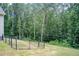 Large, tree-lined backyard enclosed by a chain link fence at 155 Skyview Dr, Social Circle, GA 30025