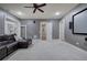 Home theater featuring large screen and leather seating at 16 Cambridge Way, Cartersville, GA 30121