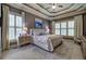 Bedroom with tray ceiling, carpet, and multiple windows for natural light at 16 Cambridge Way, Cartersville, GA 30121