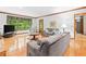 Bright living room with hardwood floors, large window and comfortable seating for relaxing or entertaining at 3436 Laurelwood Ne Ct, Roswell, GA 30075