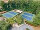 Scenic view of community tennis courts, sand volleyball and lush greenery at 3436 Laurelwood Ne Ct, Roswell, GA 30075