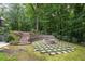 Inviting backyard fire pit with stone seating area and patterned ground cover for cozy outdoor gatherings at 9125 Patrick Pl, Winston, GA 30187